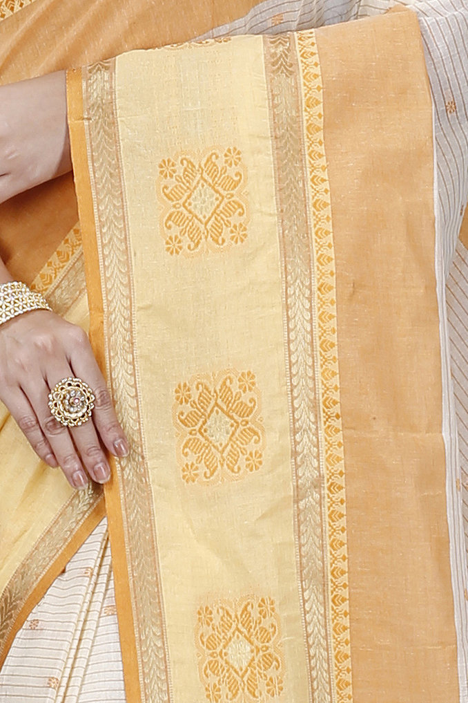 Yellow Pure Cotton Uma Tant Saree (1144)